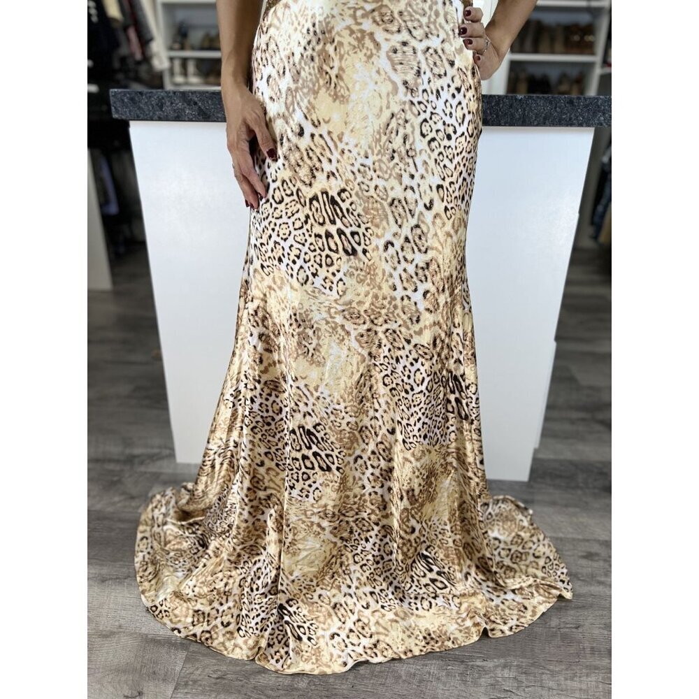 Jovani Y2K Leopard Print Cross Back Beaded Formal Gown $495 - Picture 5 of 13